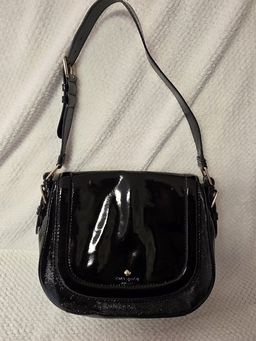 kate spade Piper Carlisle Street Black Patent Bag W/ COA VGUC